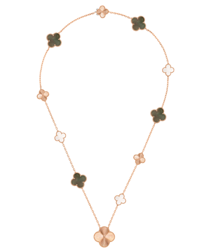 [⭐Spark]DETACHABLE CLOVER 15(11+4) FLOWER SILVER NECKLACE SET