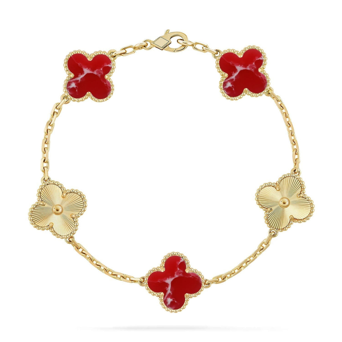 [⭐Spark]CLOVER 5 MOTIF RED PATTERN BRACELET COLLECTION