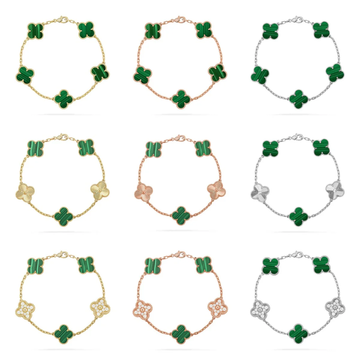 [⭐Spark] CLOVER 5 MOTIF MALACHITE BRACELET COLLECTION