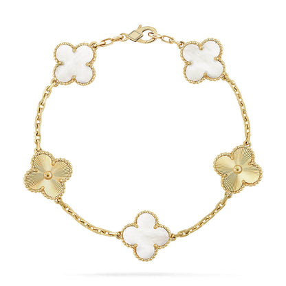 [⭐Spark]CLOVER WHITE PEARL MOP 5 MOTIF BRACELET COLLECTION