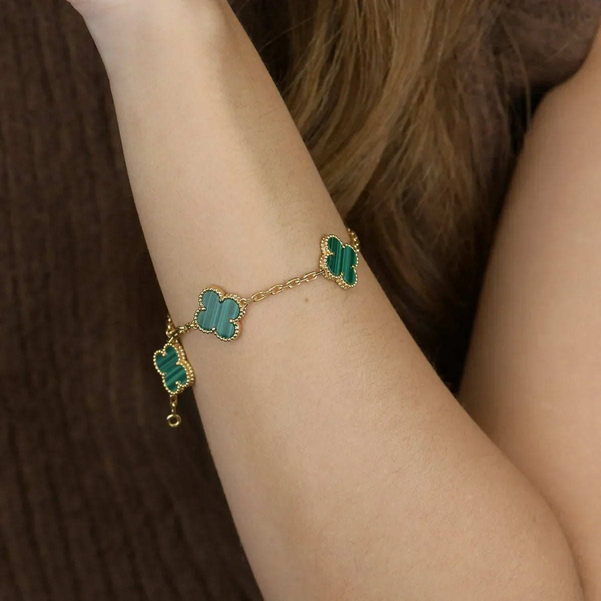 [⭐Spark] CLOVER 5 MOTIF MALACHITE BRACELET COLLECTION