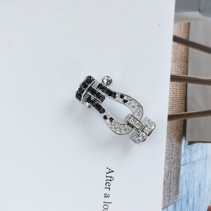 [⭐Spark]FORCE LARGE HORSESHOE BLACK WHITE DIAMOND BRACELET ROSE GOLD