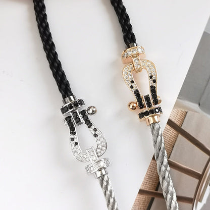 [⭐Spark]FORCE LARGE HORSESHOE BLACK WHITE DIAMOND BRACELET ROSE GOLD