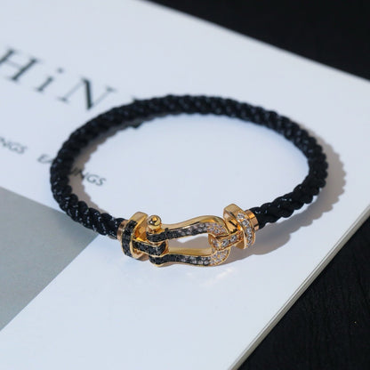 [⭐Spark]FORCE LARGE HORSESHOE BLACK WHITE DIAMOND BRACELET ROSE GOLD