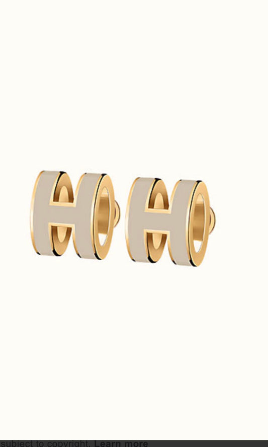 [⭐Spark]MINI POP H GOLD EARRINGS GREY